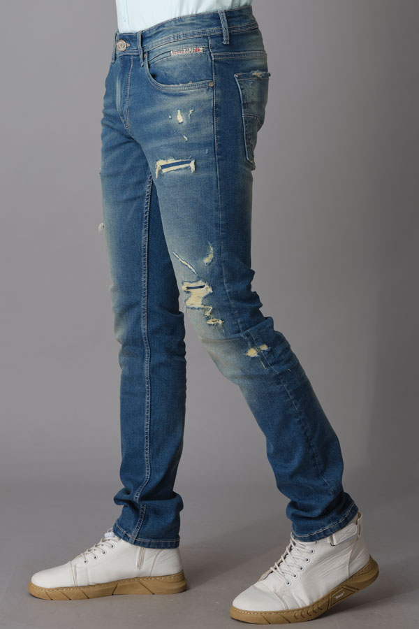 MED BLUE 5 POCKET MID-RISE JEANS (LENNON FIT)