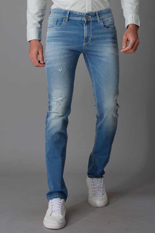 MED BLUE 5 POCKET MID-RISE JEANS (LENNON FIT)