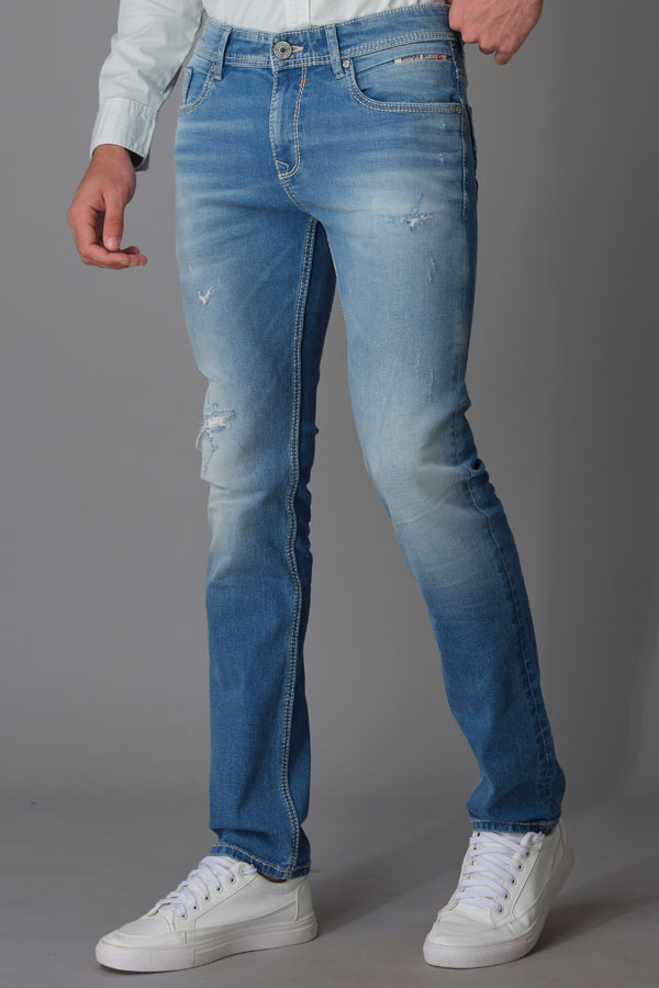 MED BLUE 5 POCKET MID-RISE JEANS (LENNON FIT)