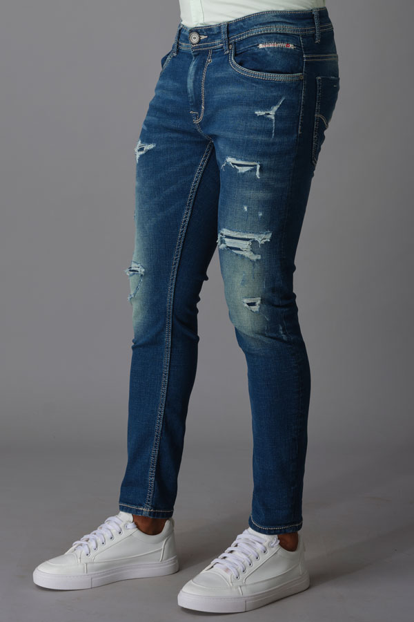 MED BLUE 5 POCKET LOW-RISE ANKLE LENGTH JEANS (SPRINGSTEEN FIT)