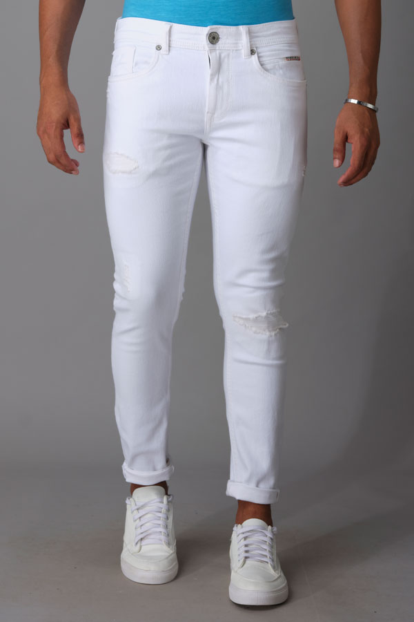 WHITE 5 POCKET LOW-RISE ANKLE LENGTH JEANS (SPRINGSTEEN FIT)