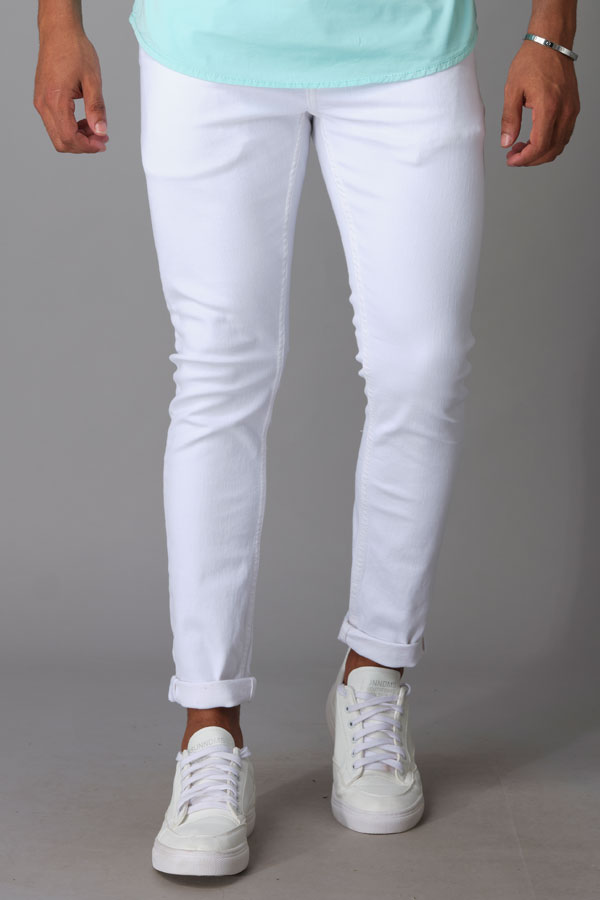 WHITE 5 POCKET LOW-RISE ANKLE LENGTH JEANS (SPRINGSTEEN FIT)