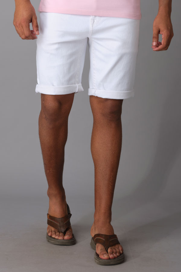 WHITE DENIM SHORT (DENIM SLIM)