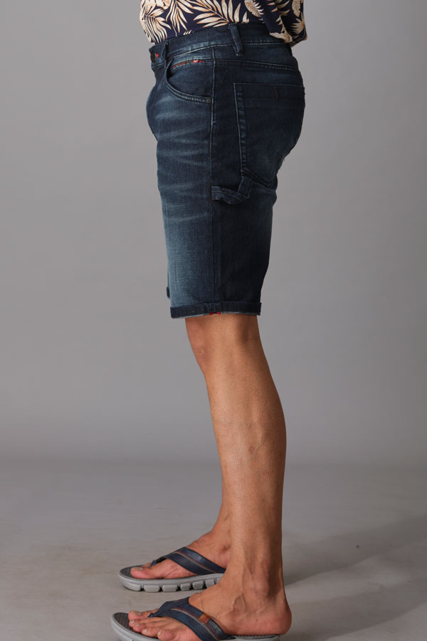 DK BLUE SOLID SLIM FIT DENIM SHORT (DENIM SLIM)