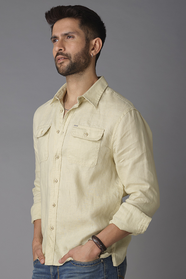 LT KHAKI FULL SLEEVE LINEN SHIRT (TONY F/SLV FIT)