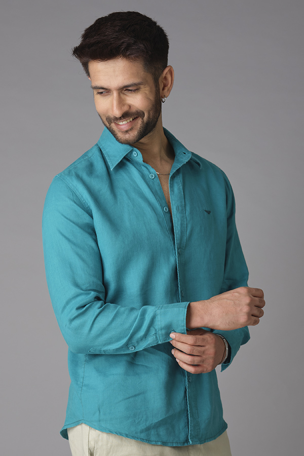 EMERALD FULL SLEEVE LINEN SHIRT (ZACK F/SLV FIT)