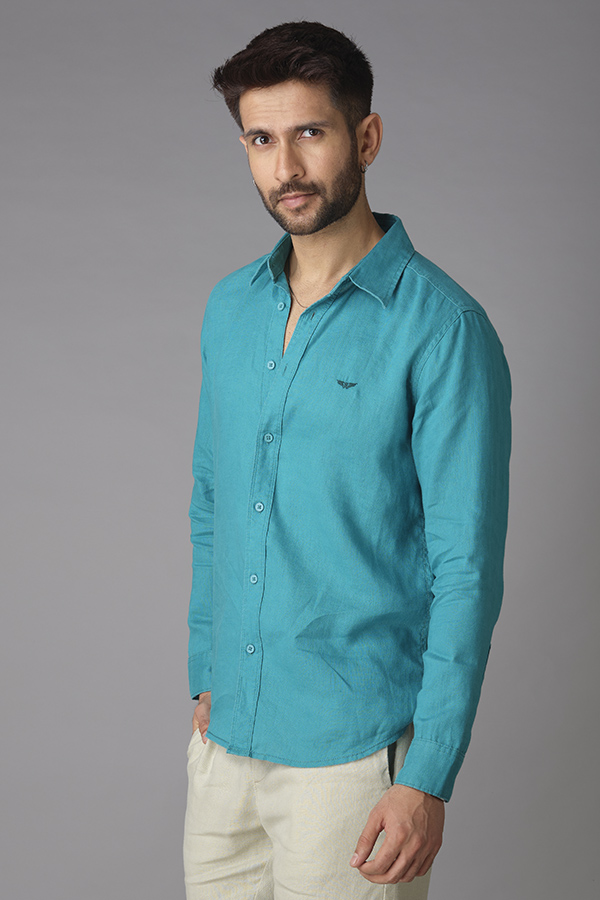 EMERALD FULL SLEEVE LINEN SHIRT (ZACK F/SLV FIT)