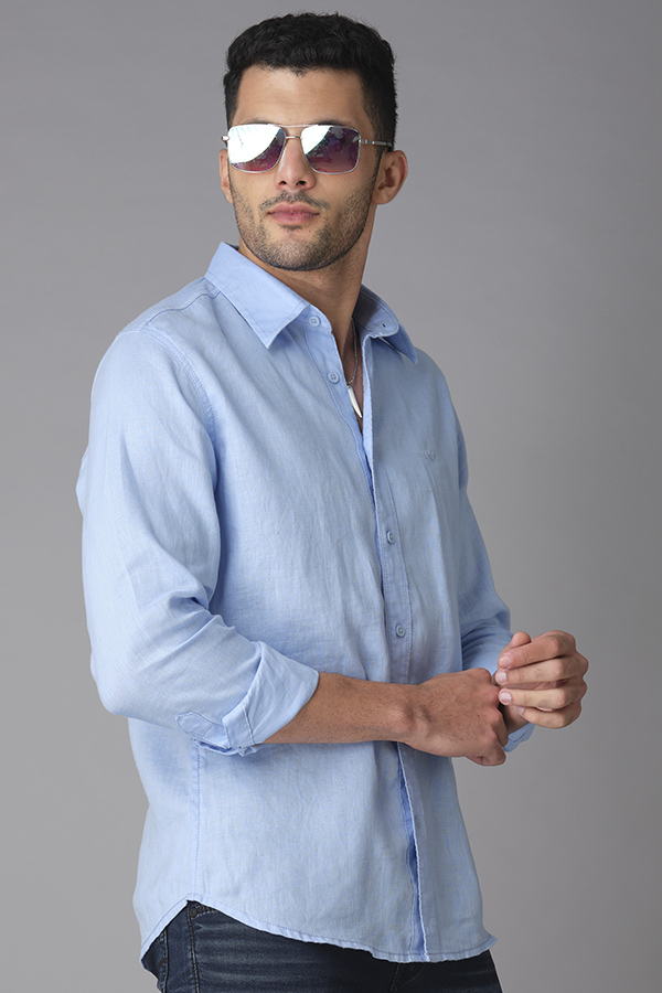 SKY BLUE FULL SLEEVE LINEN SHIRT (ZACK F/SLV FIT)