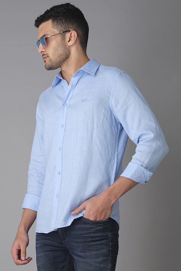 SKY BLUE FULL SLEEVE LINEN SHIRT (ZACK F/SLV FIT)