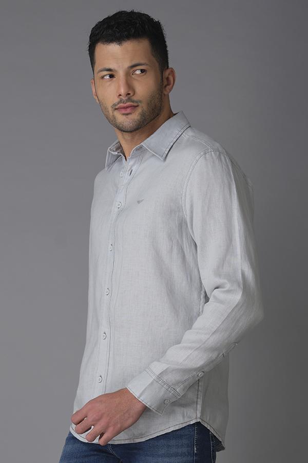 LT GREY FULL SLEEVE LINEN SHIRT (ZACK F/SLV FIT)