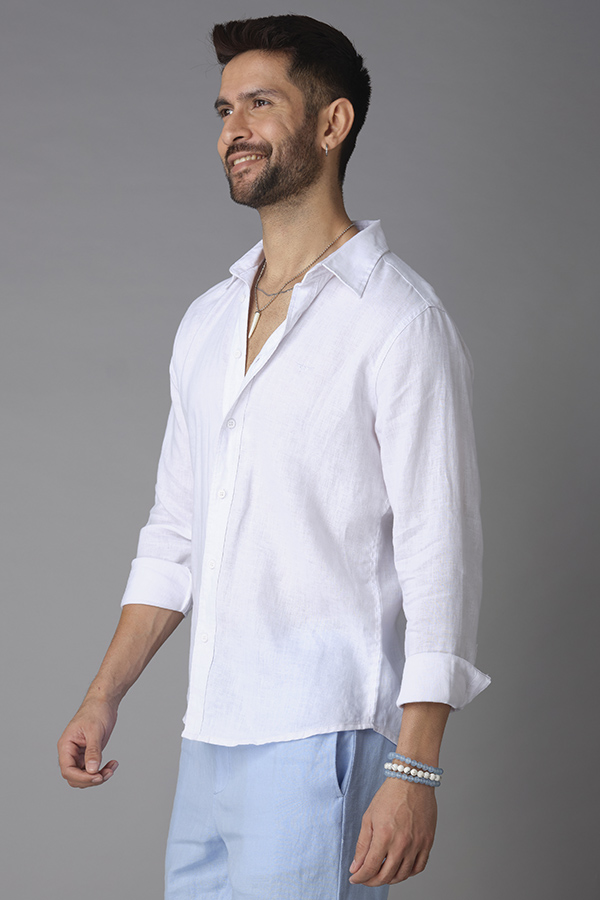 WHITE FULL SLEEVE LINEN SHIRT (ZACK F/SLV FIT)