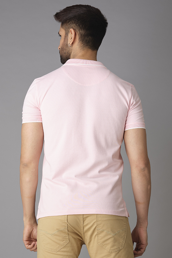 BABY PINK HALF SLEEVE PIOUE POLO TEE (POLO NECK H/SLV SLIM)