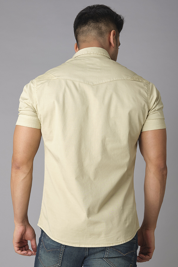 KHAKI 1 HALF SLEEVE COTTON SHIRT (AXEL H/SLV FIT)