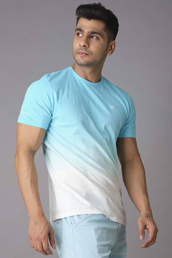 BLUE HALF SLEEVE ROUND NECK TEE (R NECK H/SLV SLIM)