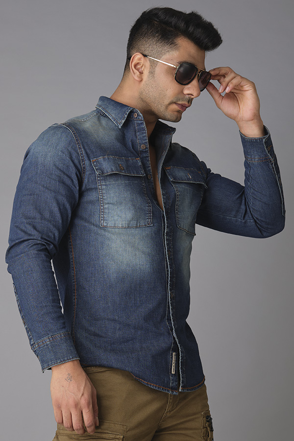 DK BLUE FULL SLEEVE DENIM SHIRT (AXEL F/SLV FIT)