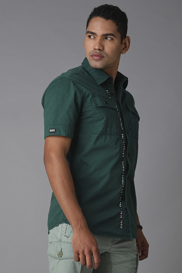 TREKKING GREEN HALF SLEEVE COTTON SHIRT (AXEL H/SLV FIT)