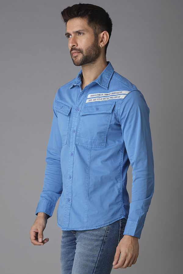 CAMPANULA BLUE FULL SLEEVE COTTON SHIRT (AXEL F/SLV FIT)