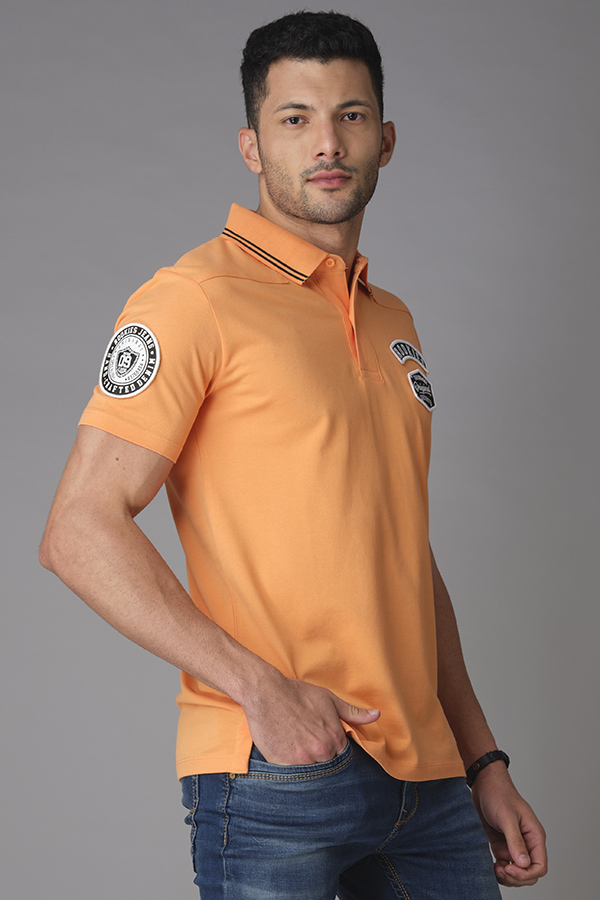 ORANGE HALF SLEEVE PIOUE POLO TEE (POLO NECK H/SLV SLIM)