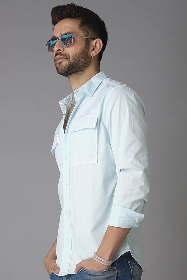 LT SKY BLUE FULL SLEEVE COTTON SHIRT (AXEL F/SLV FIT)