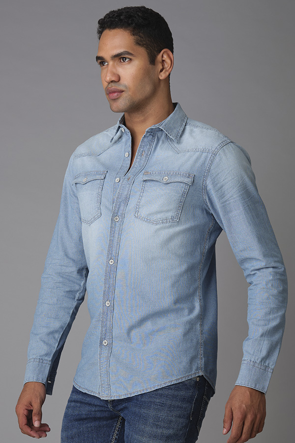 LT BLUE FULL SLEEVE DENIM SHIRT (AXEL F/SLV FIT)