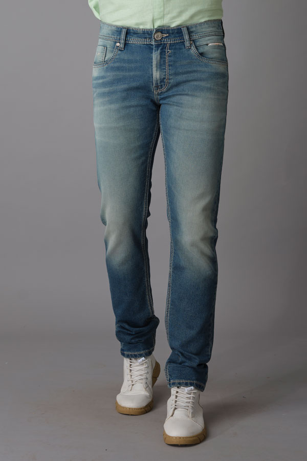 MED BLUE 5 POCKET MID-RISE JEANS (LENNON FIT)