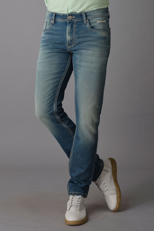 MED BLUE 5 POCKET MID-RISE JEANS (LENNON FIT)