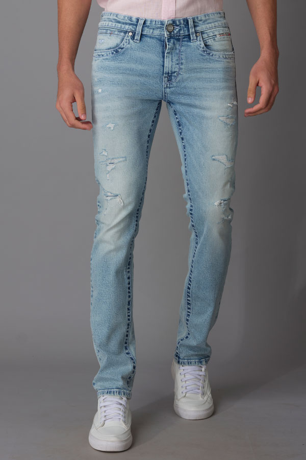 LT BLUE 5 POCKET MID-RISE JEANS (LENNON FIT)