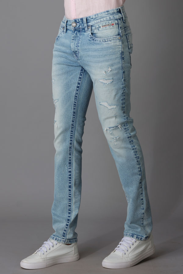 LT BLUE 5 POCKET MID-RISE JEANS (LENNON FIT)