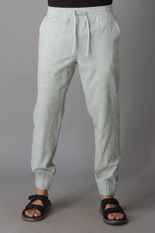 DARK MOSS LINEN PANT (RELAXED TAPERED FIT)