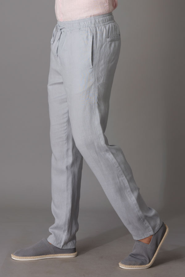 LT GREY LINEN PANT (RELAXED TAPERED FIT)