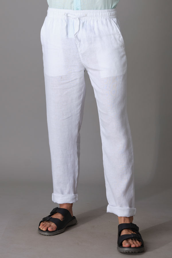 WHITE LINEN PANT (RELAXED TAPERED FIT)