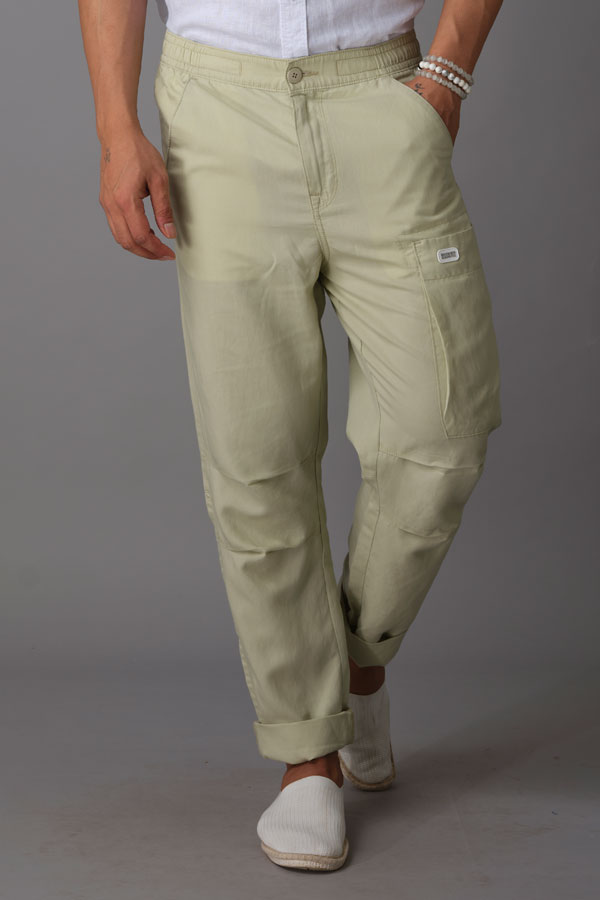 LT MOSS LINEN CARGO PANT (RELAXED FIT)