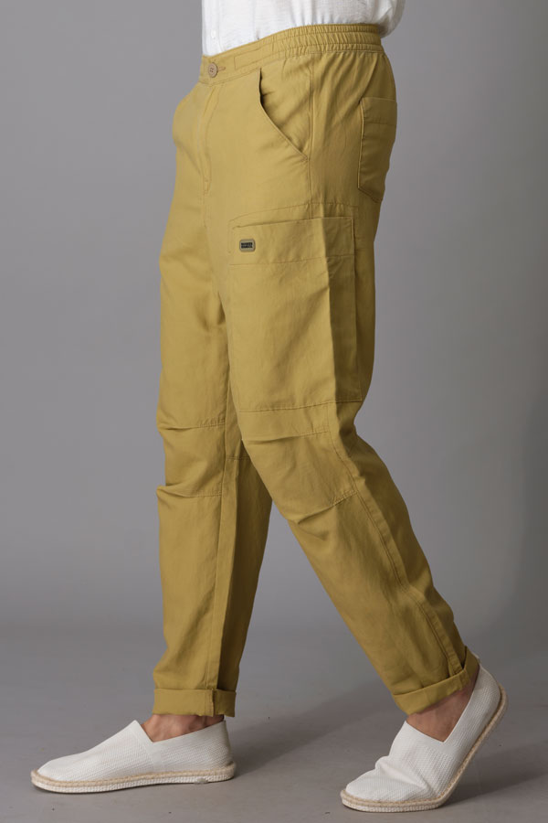 KHAKI LINEN CARGO PANT (RELAXED FIT)