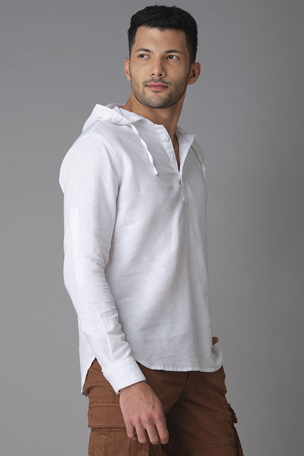 WHITE FULL SLEEVE LINEN SHIRT (AXEL F/SLV FIT)