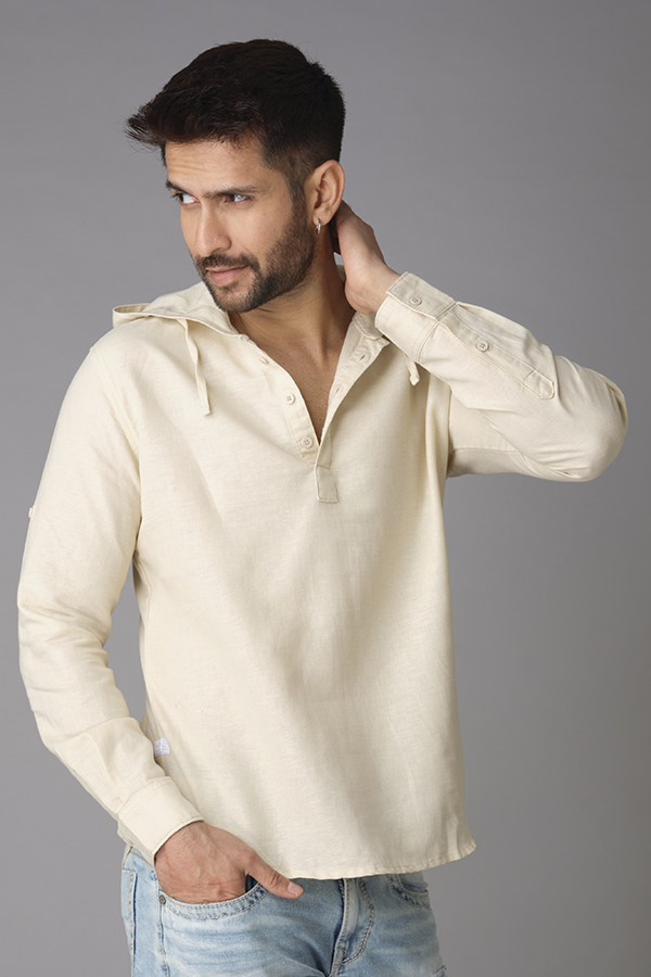 BEIGE FULL SLEEVE LINEN SHIRT (AXEL F/SLV FIT)