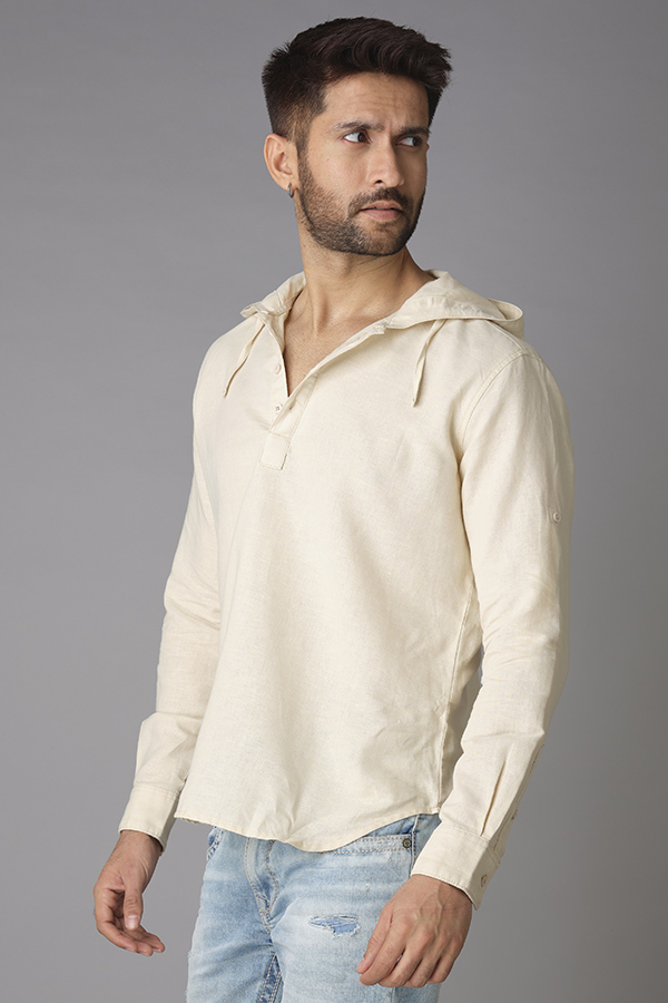 BEIGE FULL SLEEVE LINEN SHIRT (AXEL F/SLV FIT)