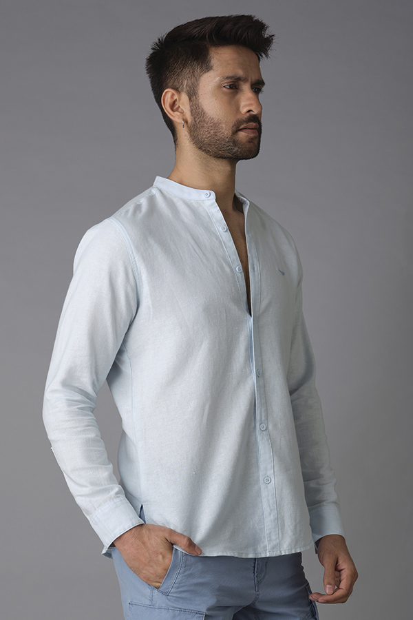 SKY BLUE FULL SLEEVE LINEN SHIRT (ZACK F/SLV FIT)