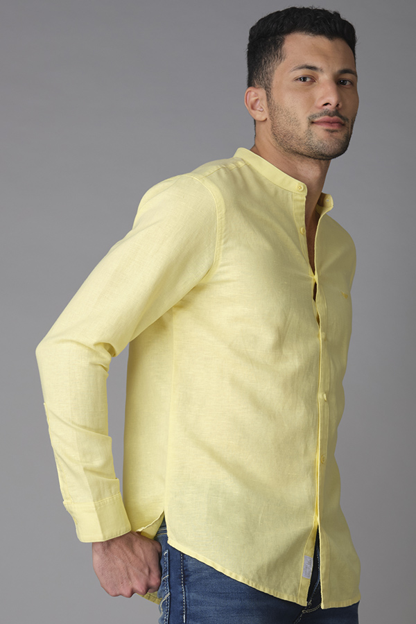 PASTEL YELLOW FULL SLEEVE LINEN SHIRT (ZACK F/SLV FIT)