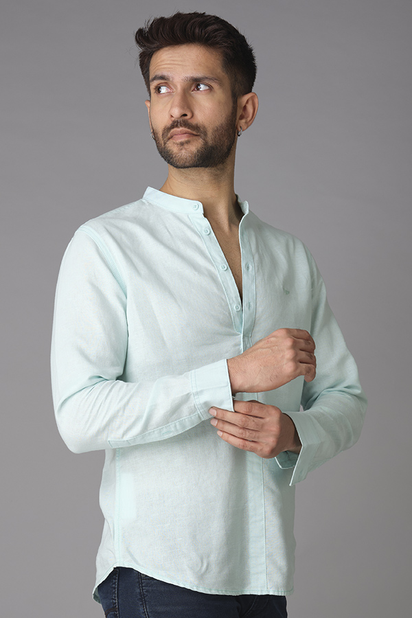 LT AQUA FULL SLEEVE LINEN SHIRT (ZACK F/SLV FIT)