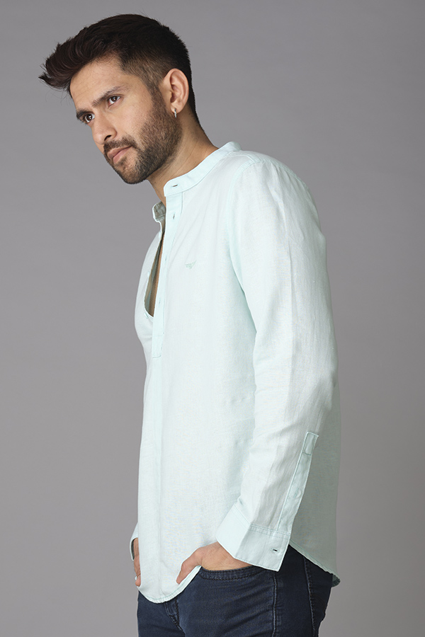 LT AQUA FULL SLEEVE LINEN SHIRT (ZACK F/SLV FIT)