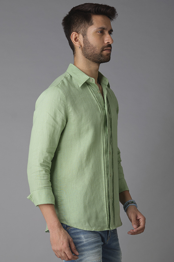 LT GREEN FULL SLEEVE LINEN SHIRT (ZACK F/SLV FIT)