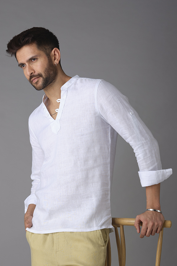 WHITE FULL SLEEVE LINEN SHIRT (ZACK F/SLV FIT)