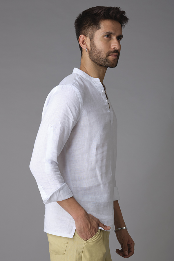 WHITE FULL SLEEVE LINEN SHIRT (ZACK F/SLV FIT)