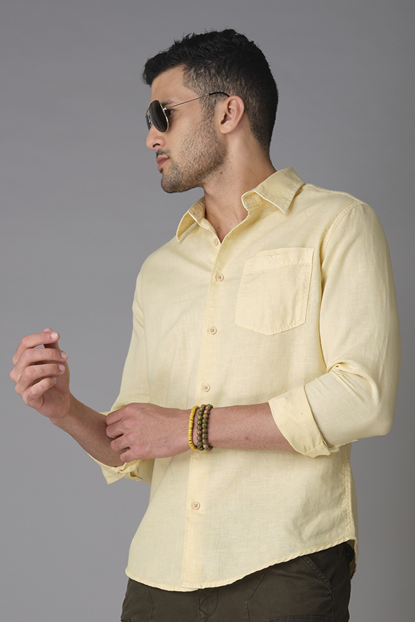 ECRU FULL SLEEVE LINEN SHIRT (ZACK F/SLV FIT)