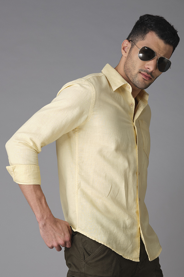 ECRU FULL SLEEVE LINEN SHIRT (ZACK F/SLV FIT)