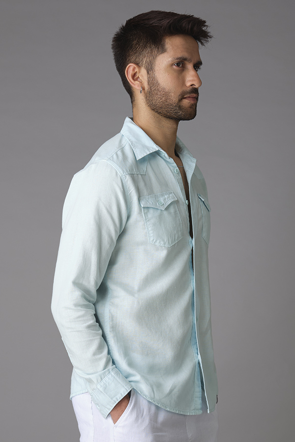 LT BLUE FULL SLEEVE LINEN SHIRT (ZACK F/SLV FIT)