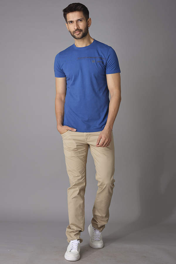 BLUE HALF SLEEVE ROUND NECK TEE (R NECK H/SLV SLIM)