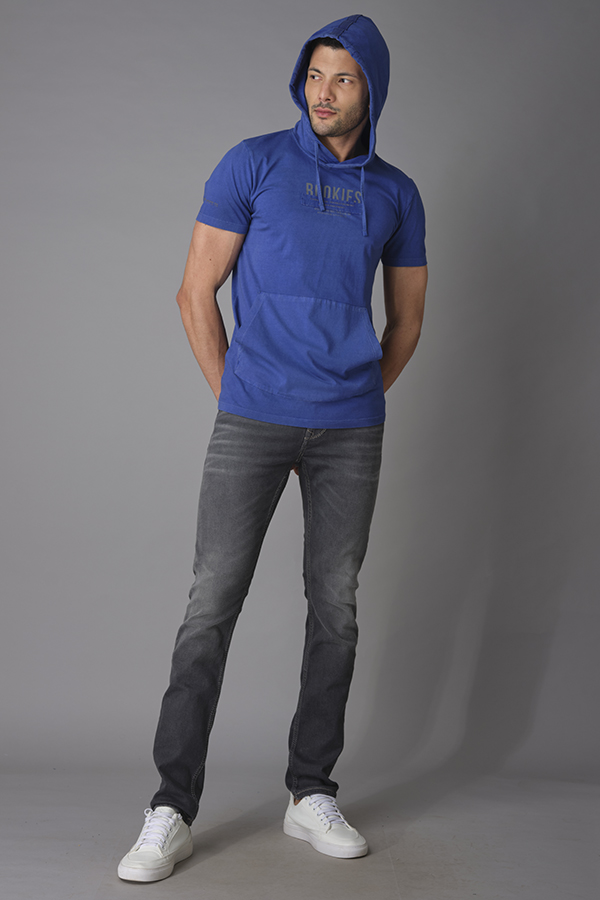 BLUE HALF SLEEVE ROUND NECK TEE (R NECK H/SLV SLIM)