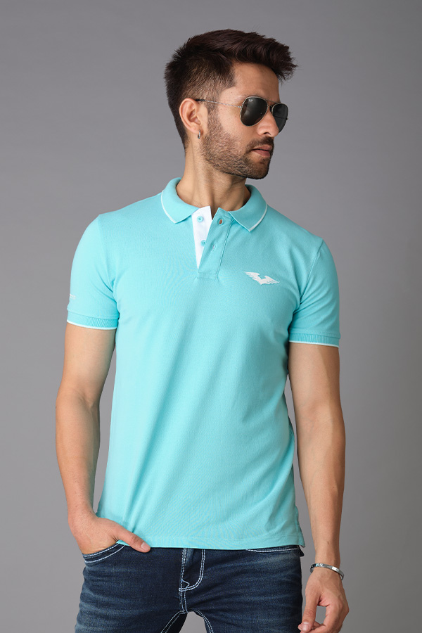 AQUA HALF SLEEVE PIOUE POLO TEE (POLO NECK H/SLV SLIM)