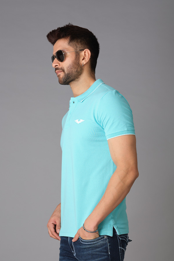 AQUA HALF SLEEVE PIOUE POLO TEE (POLO NECK H/SLV SLIM)